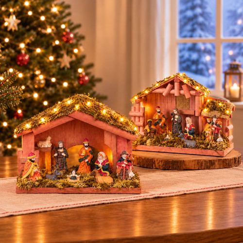 Led weihnachtskrippe holz - led,